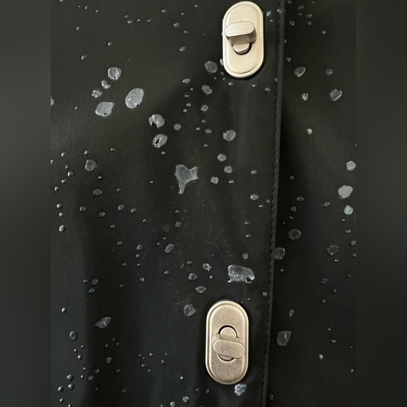 Women’s MYCRA PAC Raindrops Charcoal/black Rain coat with hood in size XL - Picture 10 of 11